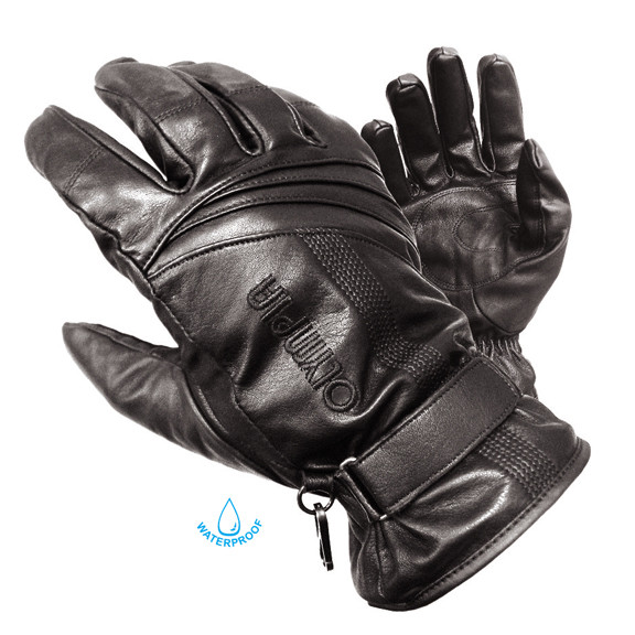 Olympia 180 Mens Monsoon Black Leather Waterproof Gloves