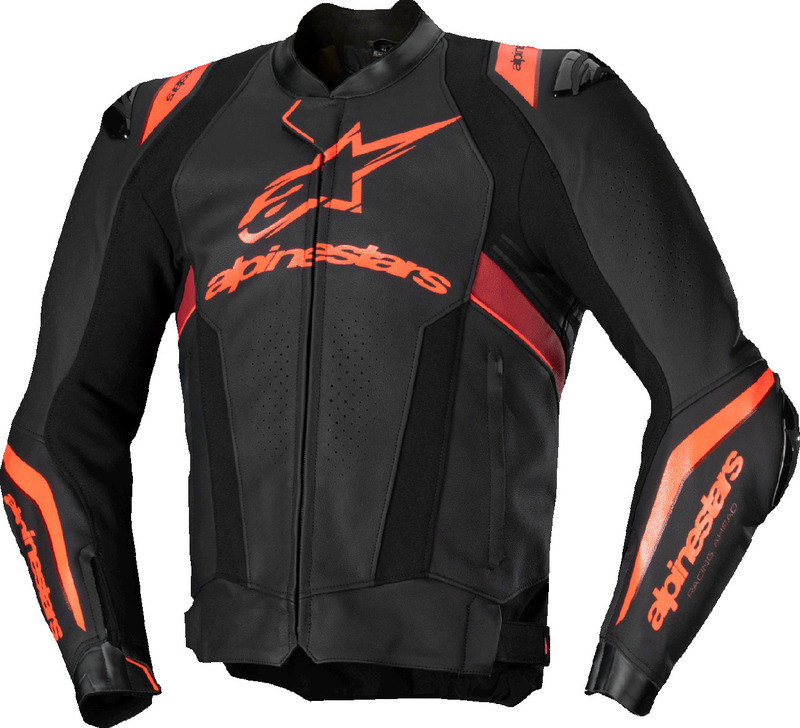 Alpinestars Missile V3 Ignition Black Red Fluo Dark Leather Jacket