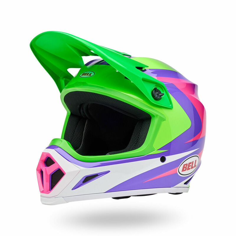 Bell MX-9 Mips Jackal Hi-Viz Green Purple Helmet - Speed Addicts