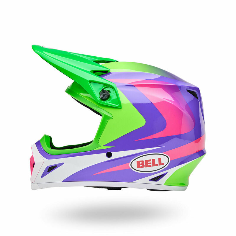 Bell MX-9 Mips Jackal Hi-Viz Green Purple Helmet - Speed Addicts