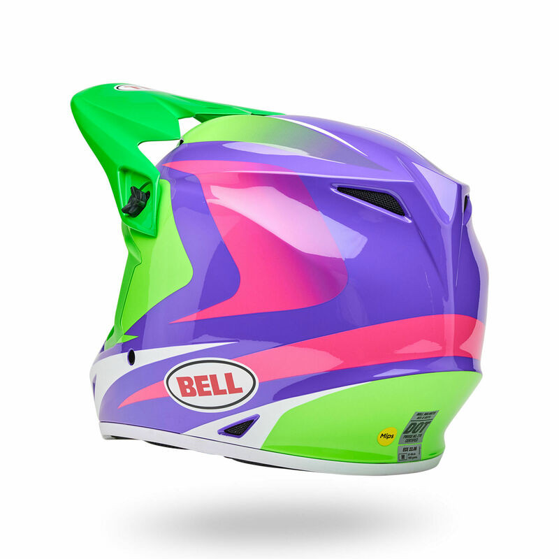 Bell MX-9 Mips Jackal Hi-Viz Green Purple Helmet - Speed Addicts