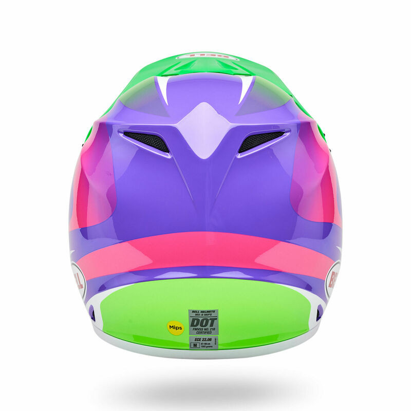 Bell MX-9 Mips Jackal Hi-Viz Green Purple Helmet - Speed Addicts