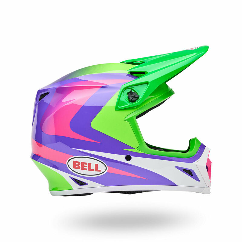 Bell MX-9 Mips Jackal Hi-Viz Green Purple Helmet - Speed Addicts