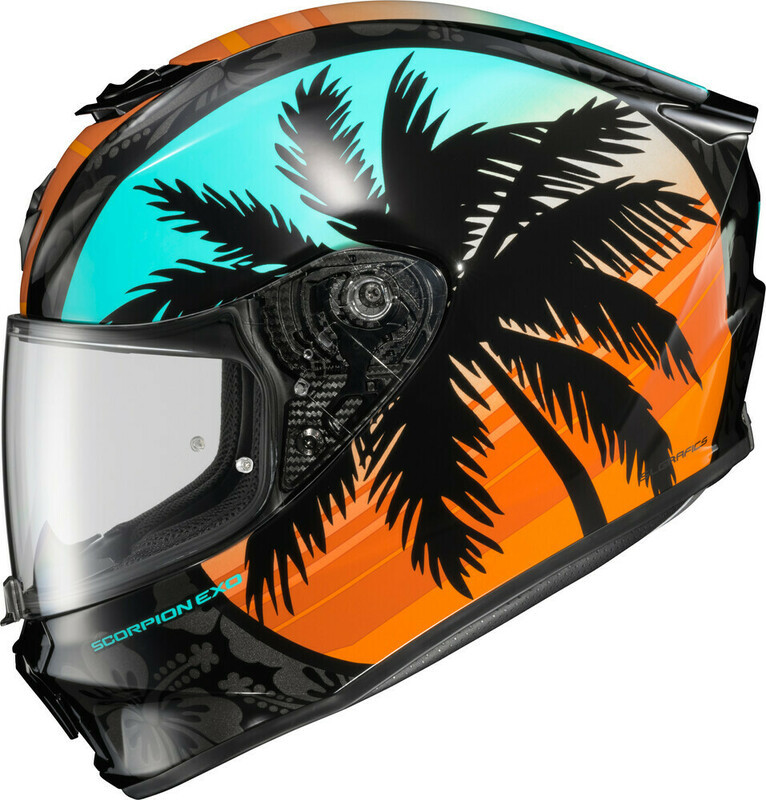 Scorpion EXO EXOR330 Tubbs Light Blue Orange Helmet Speed Addicts