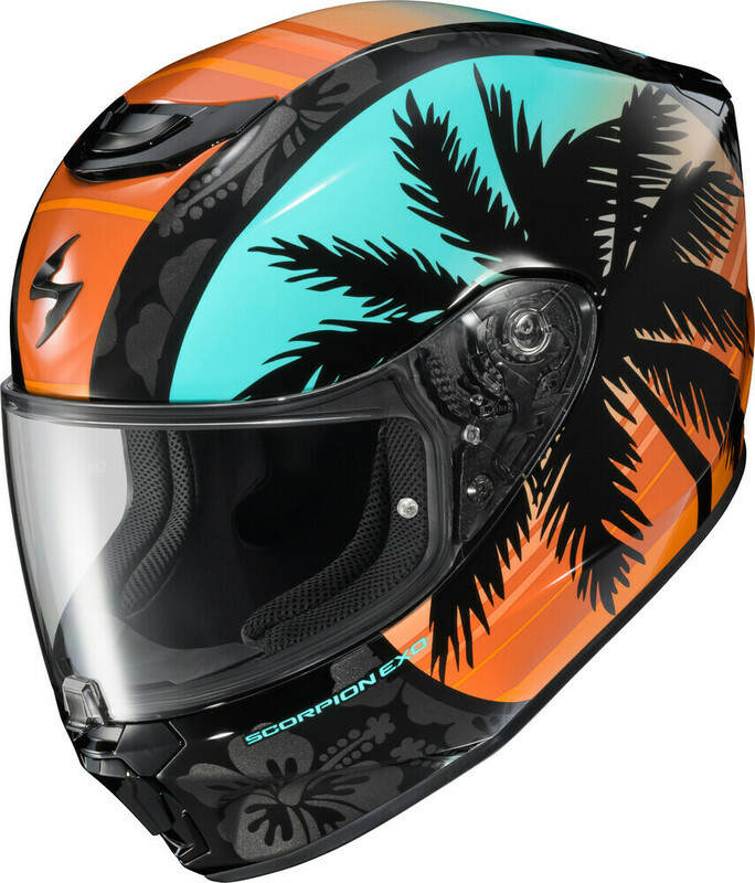 Scorpion EXO EXOR330 Tubbs Light Blue Orange Helmet Speed Addicts