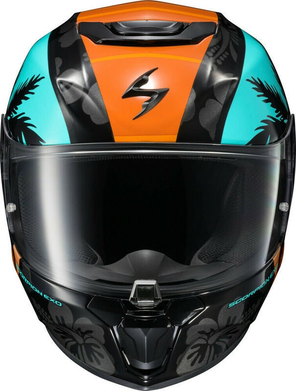 Scorpion EXO EXO-R330 Tubbs Light Blue Orange Helmet