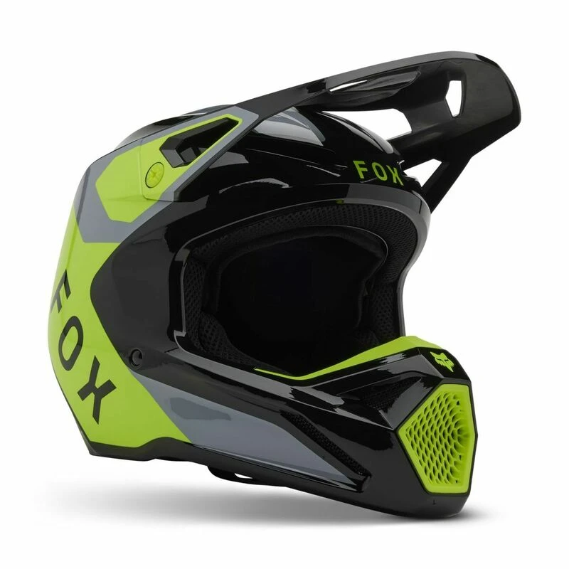 Fox Racing V25 Youth V1 Lean Gray Yellow Helmet