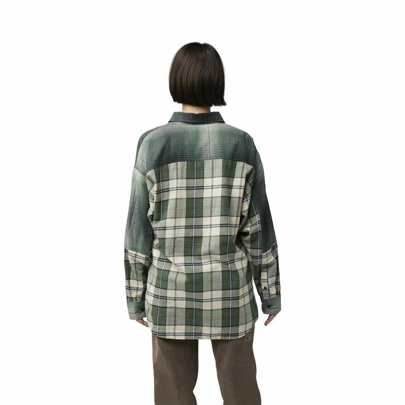 Fox Racing V25 Womens Oversized Htr Green Flannel