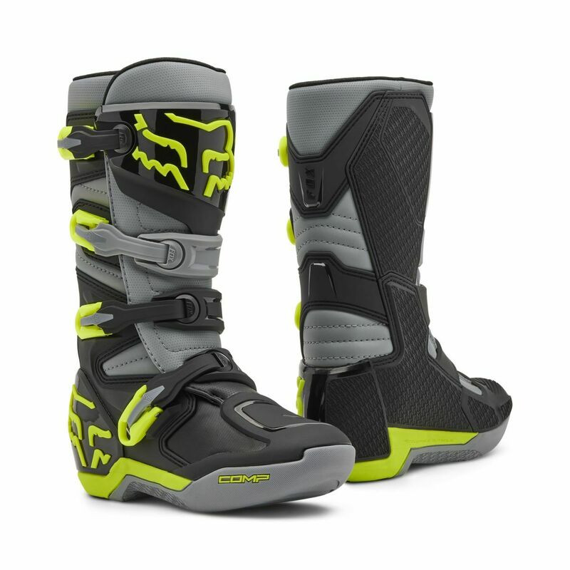 Fox Racing V25 Youth Comp Gray Yellow Boots