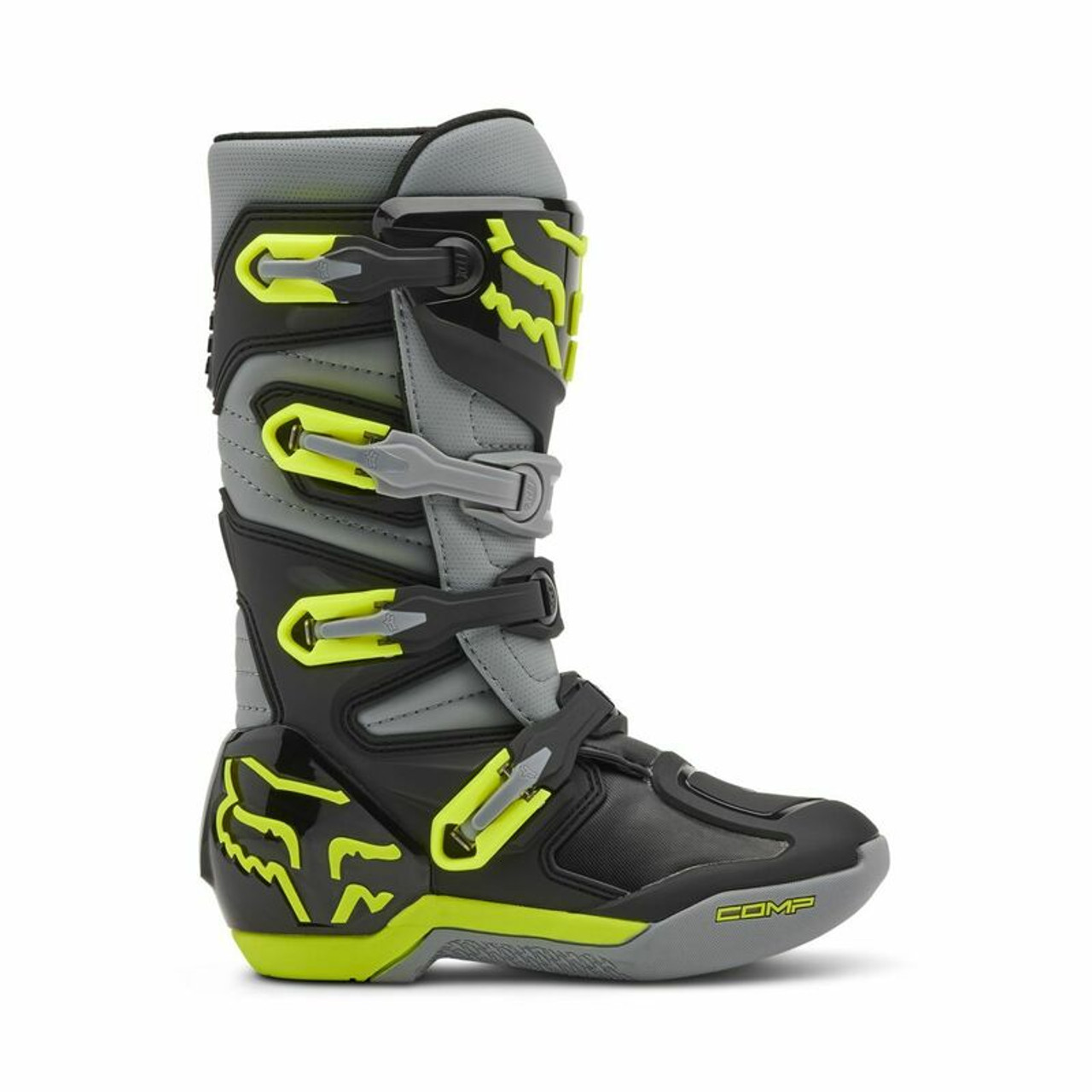 Fox Racing V25 Youth Comp Gray Yellow Boots