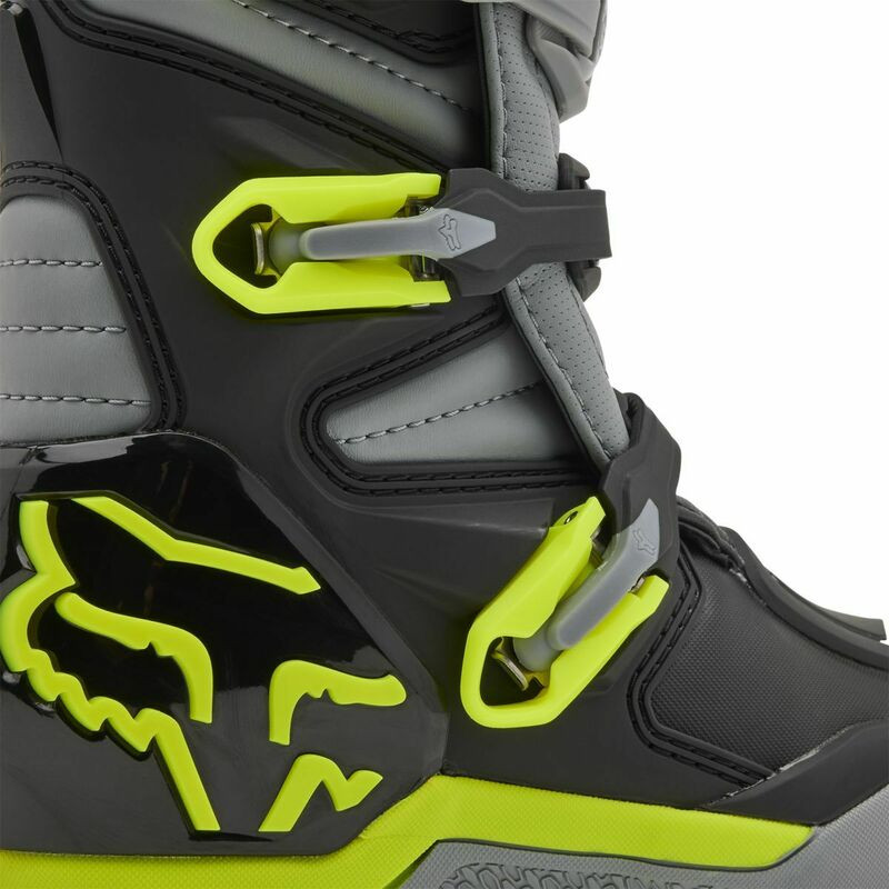 Fox Racing V25 Youth Comp Gray Yellow Boots