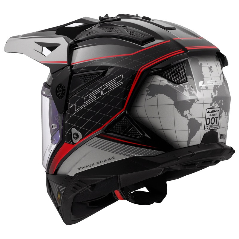 LS2 Blaze II 100th Meridian Gloss Black Gray Red Helmet