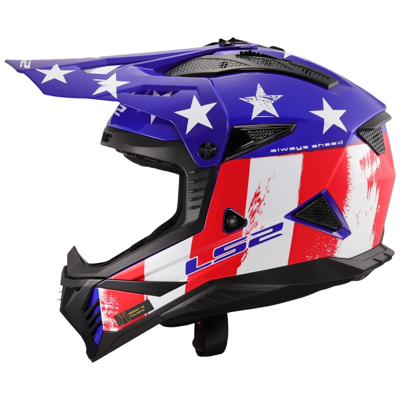 LS2 Gate II Battle Scar Gloss Red White Blue Helmet