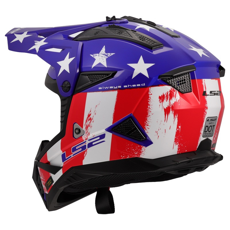 LS2 Gate II Battle Scar Gloss Red White Blue Helmet