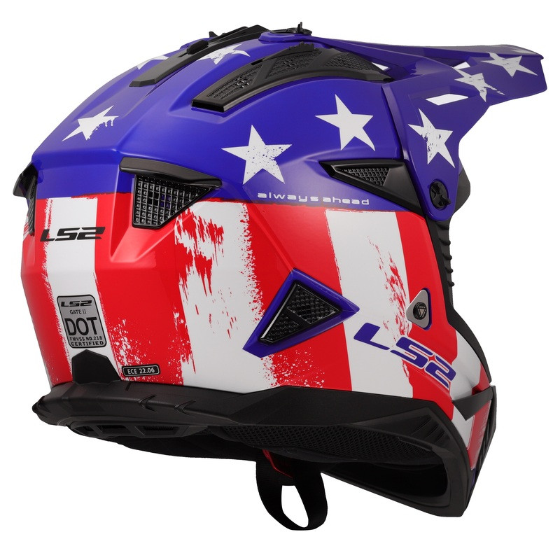 LS2 Gate II Battle Scar Gloss Red White Blue Helmet