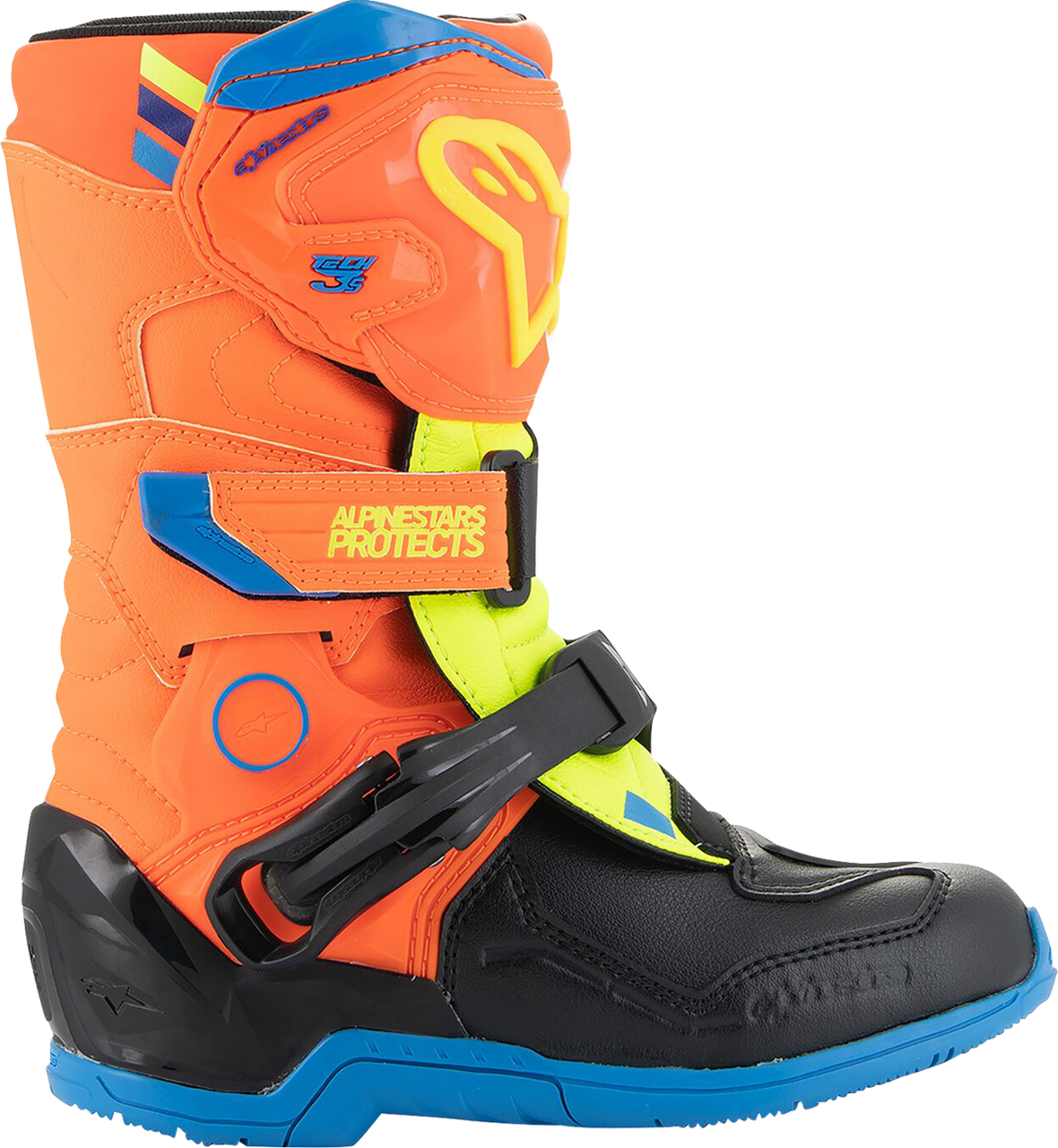 Alpinestars Kids Tech 3S Fluorescent Orange Yellow Blue Boots