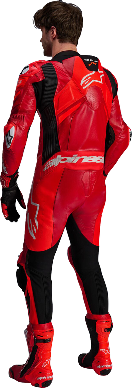 Alpinestars GP Plus v4 Sprint Red Fluo Mid White Leather Suit