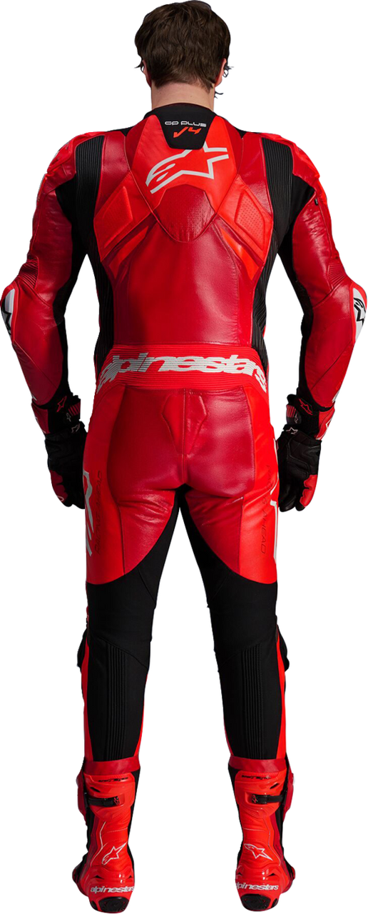 Alpinestars GP Plus v4 Sprint Red Fluo Mid White Leather Suit