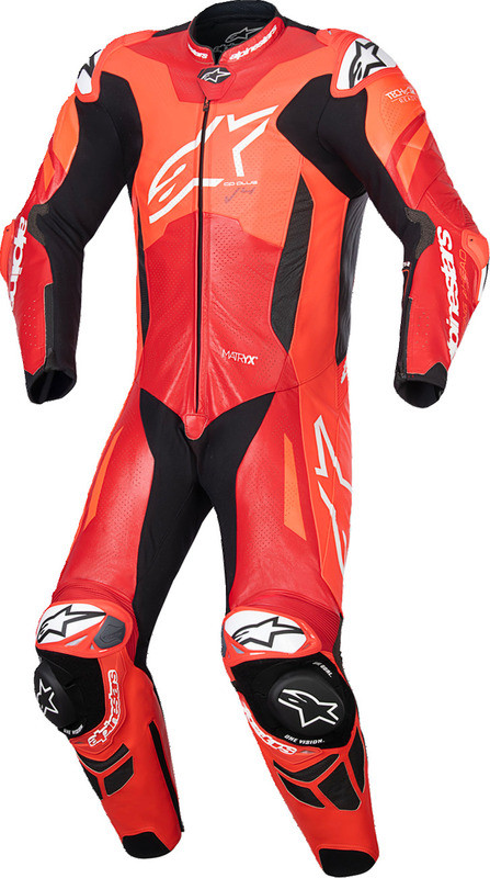 Alpinestars GP Plus v4 Sprint Red Fluo Mid White Leather Suit