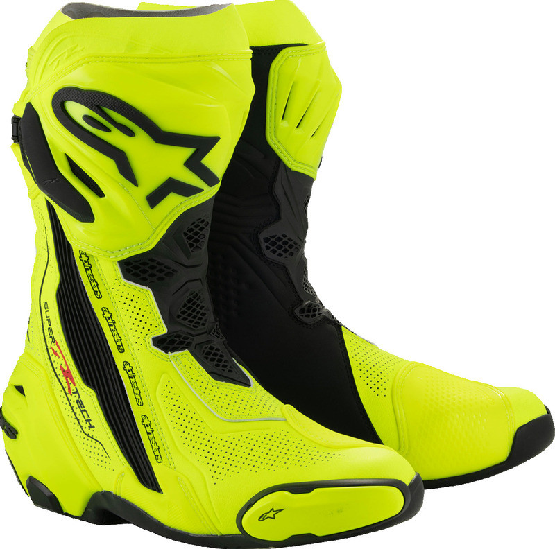 Alpinestars Supertech R Vented Fluorescent Yellow Black Boots Alpinestars Supertech R Vented Fluorescent Yellow Black Boots