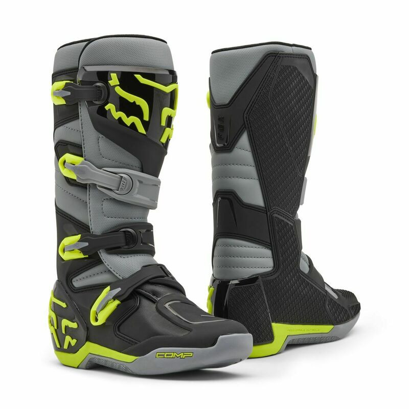 Fox Racing V25 Comp Gray Yellow Boots - Speed Addicts