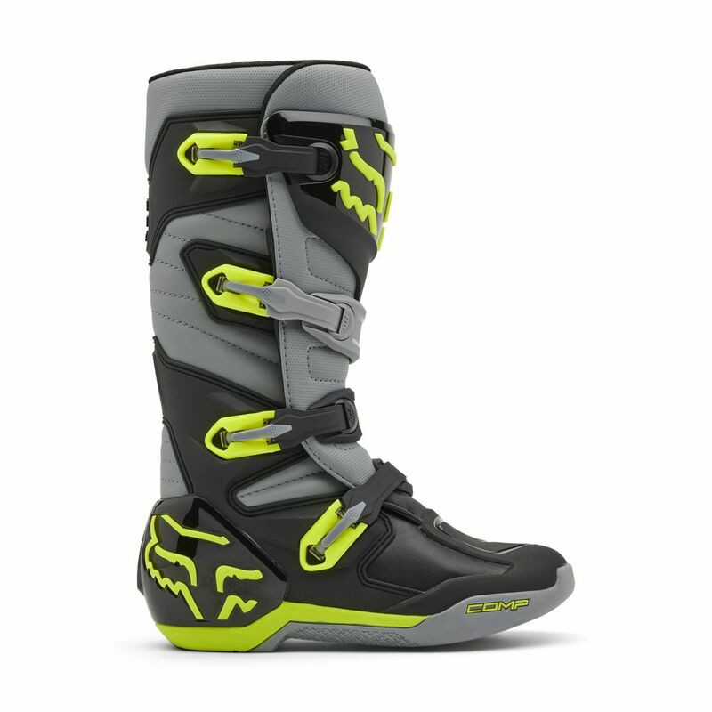 Fox Racing V25 Comp Gray Yellow Boots - Speed Addicts