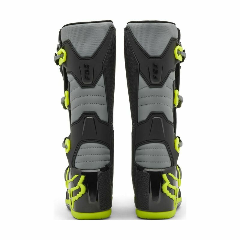 Fox Racing V25 Comp Gray Yellow Boots - Speed Addicts