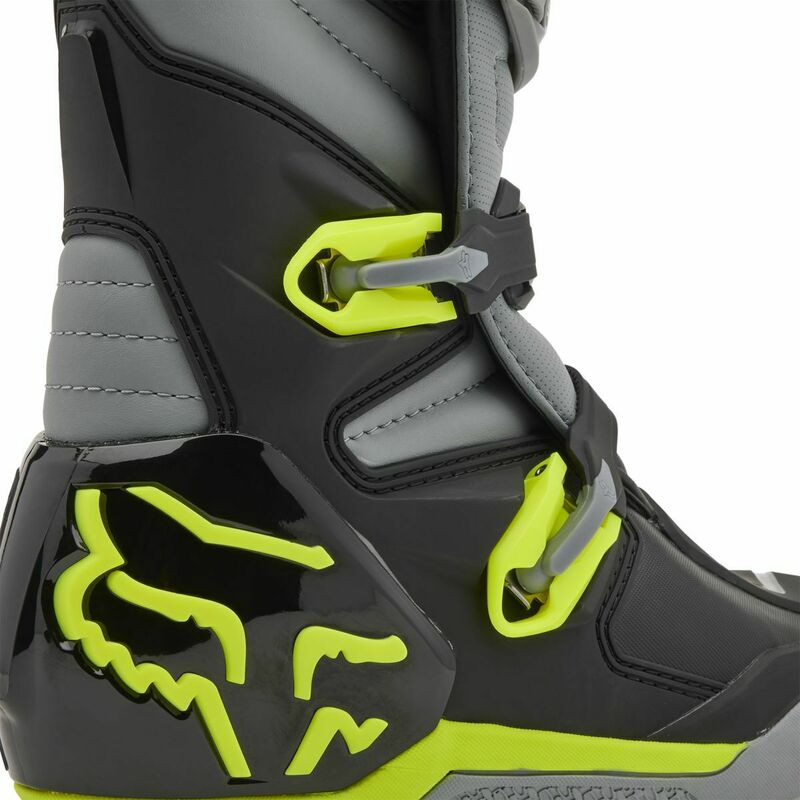 Fox Racing V25 Comp Gray Yellow Boots - Speed Addicts