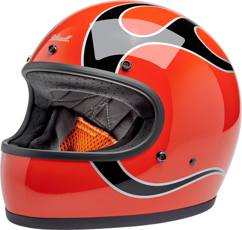 Biltwell Gringo Flames Competition Orange Helmet