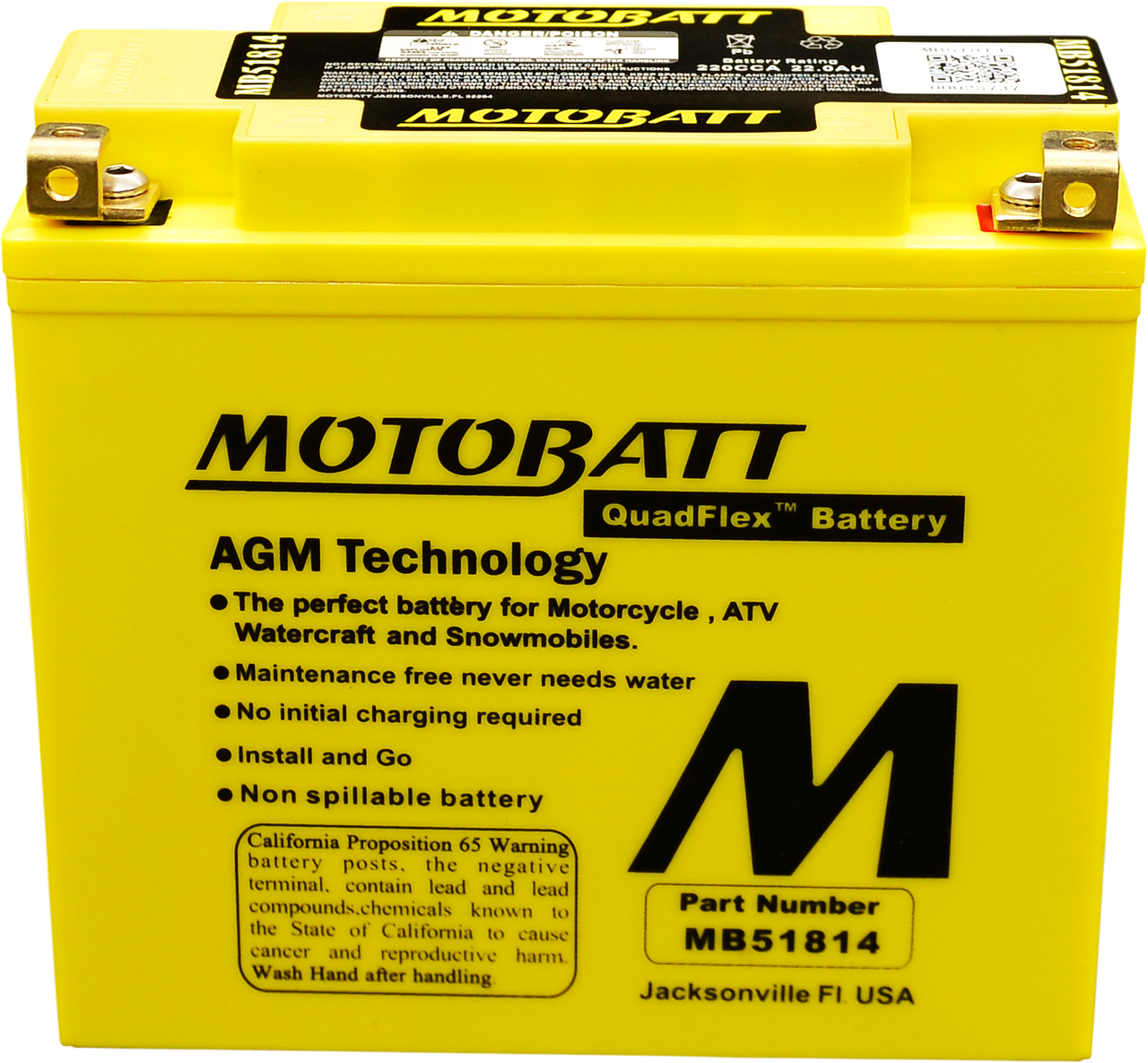 Motobatt Battery Mb51814 Sealed Factory Activated - MB51814