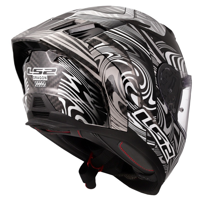 LS2 Dragon Carbon Enthum Gloss Silver Helmet