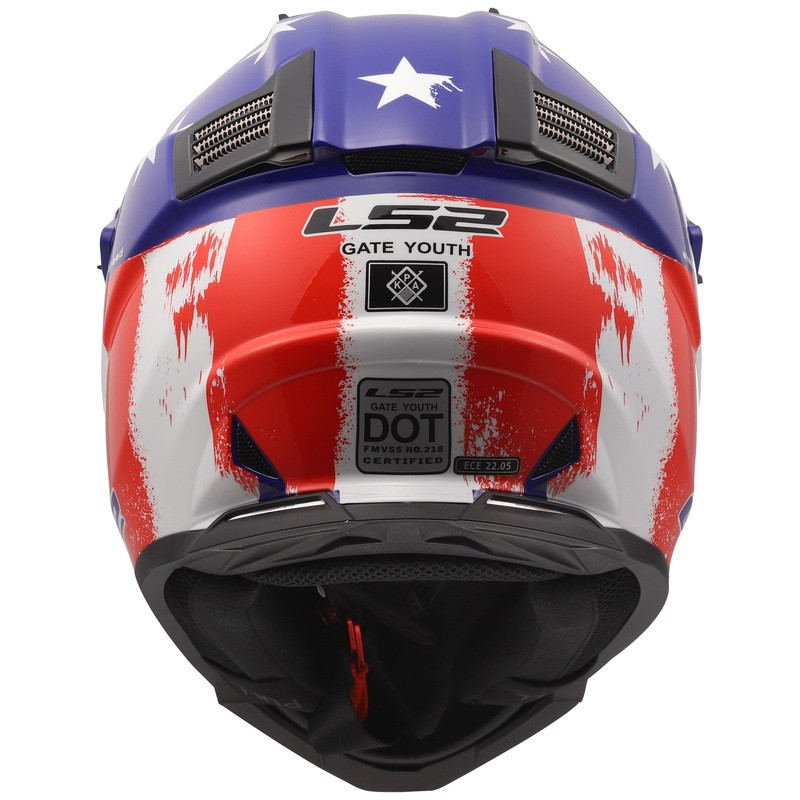 LS2 Gate Youth Battle Scar Gloss Red White Blue Helmet