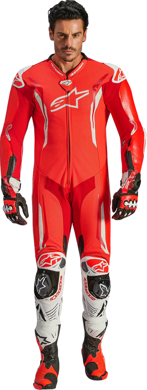 Alpinestars GP Tech V5 Red Fluo Bright White 1-Piece Leather Suit