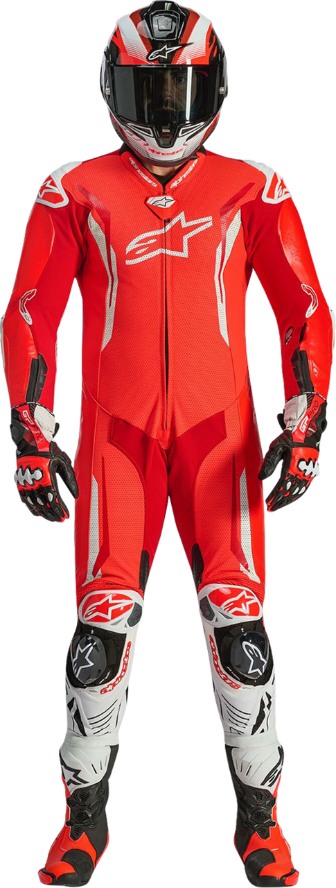 Alpinestars GP Tech V5 Red Fluo Bright White 1-Piece Leather Suit