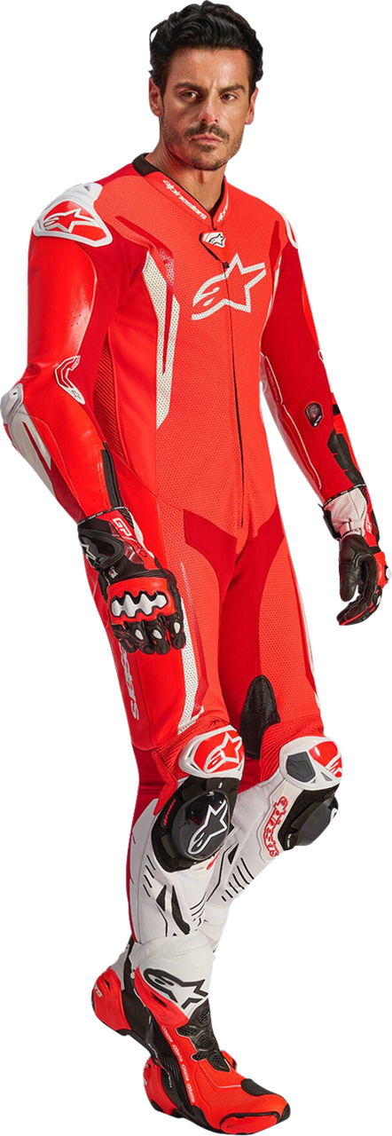 Alpinestars GP Tech V5 Red Fluo Bright White 1-Piece Leather Suit