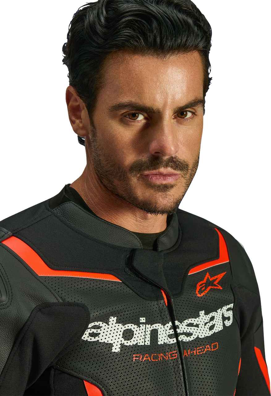 Alpinestars GP Force V2 Airflow Black Red Fluo Leather Jacket