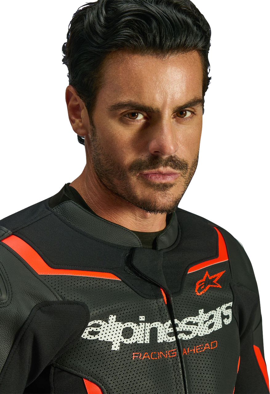 Alpinestars GP Force V2 Airflow Black Red Fluo Leather Jacket