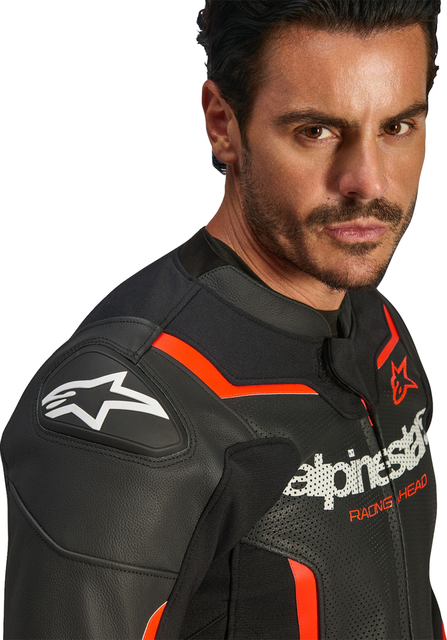 Alpinestars GP Force V2 Airflow Black Red Fluo Leather Jacket