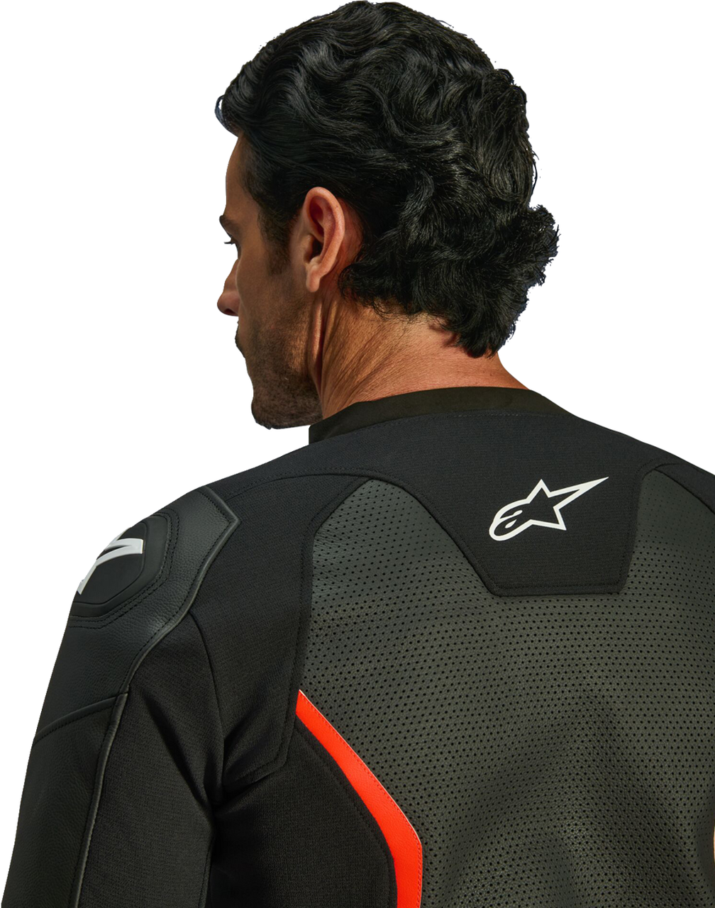 Alpinestars GP Force V2 Airflow Black Red Fluo Leather Jacket