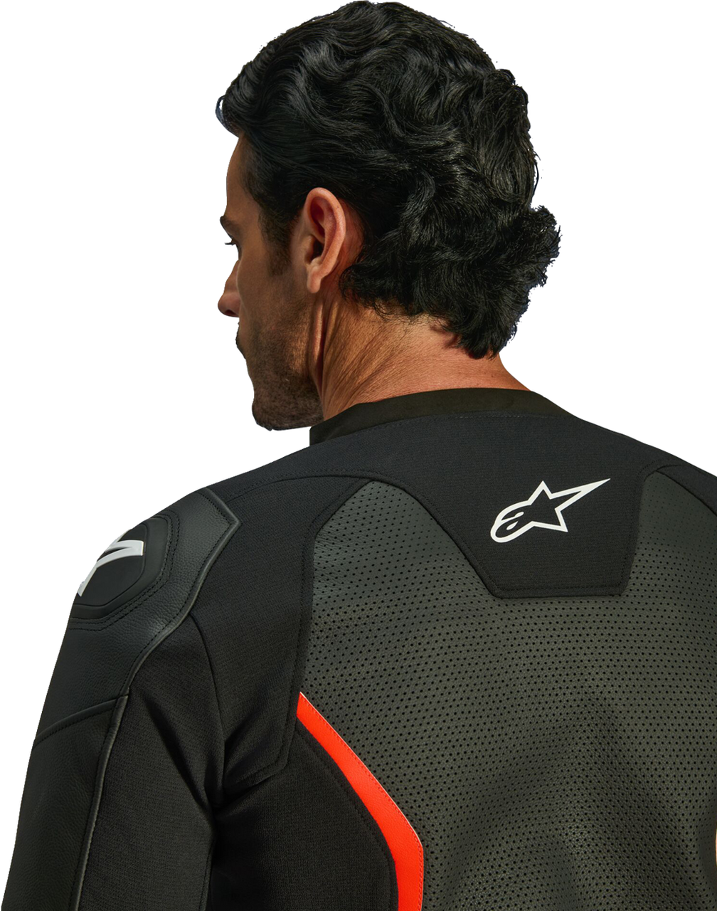 Alpinestars GP Force V2 Airflow Black Red Fluo Leather Jacket