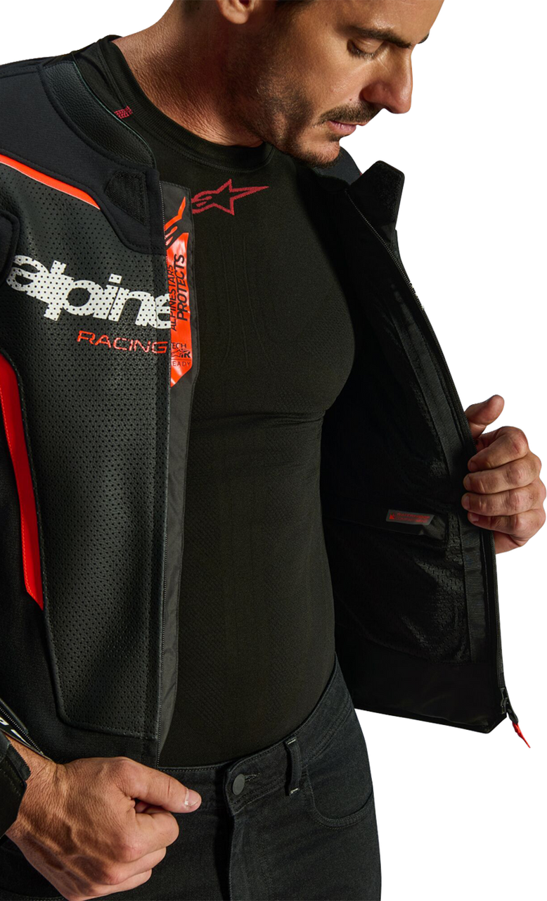 Alpinestars GP Force V2 Airflow Black Red Fluo Leather Jacket