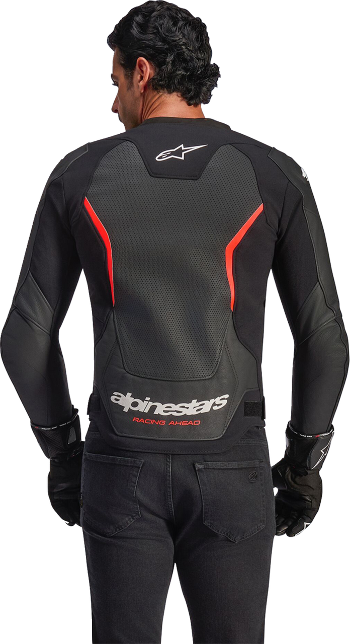 Alpinestars GP Force V2 Airflow Black Red Fluo Leather Jacket