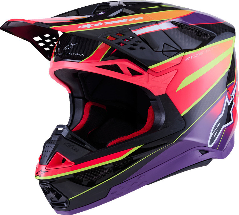 Alpinestars Supertech M10 Era Gloss Pink Violet Yellow Fluo Helmet