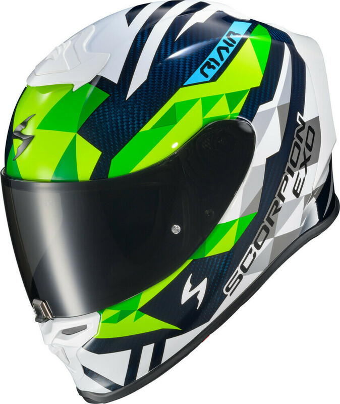 Scorpion EXO EXO-R1 Air Carbon Rastor White Green Blue Helmet