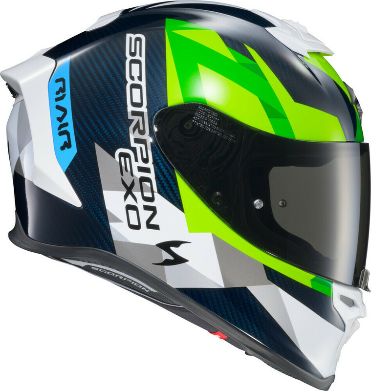Scorpion EXO EXO-R1 Air Carbon Rastor White Green Blue Helmet