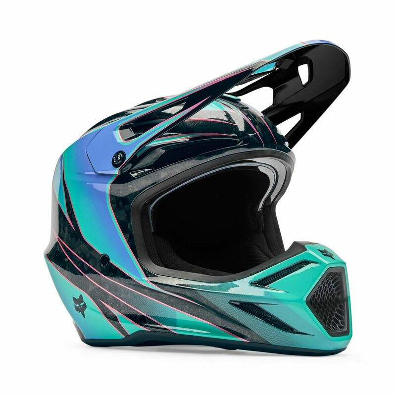 Fox Racing V3 RS Canvas Aqua Blue Helmet - Speed Addicts