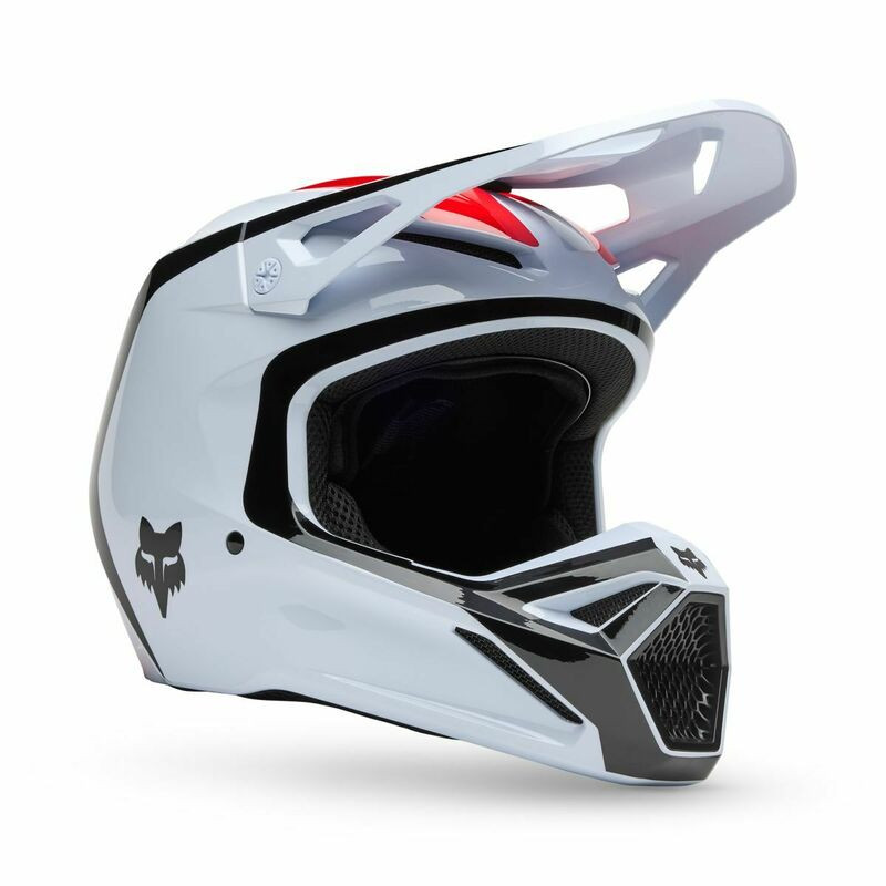 Fox Racing V1 Flow Helmet White Red - Speed Addicts