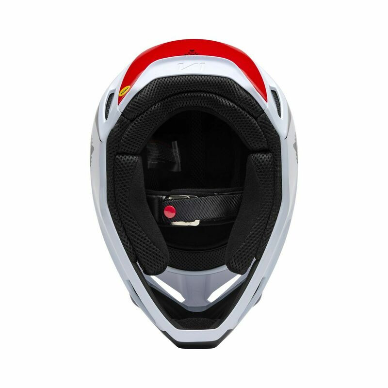 Fox Racing V1 Flow Helmet White Red - Speed Addicts