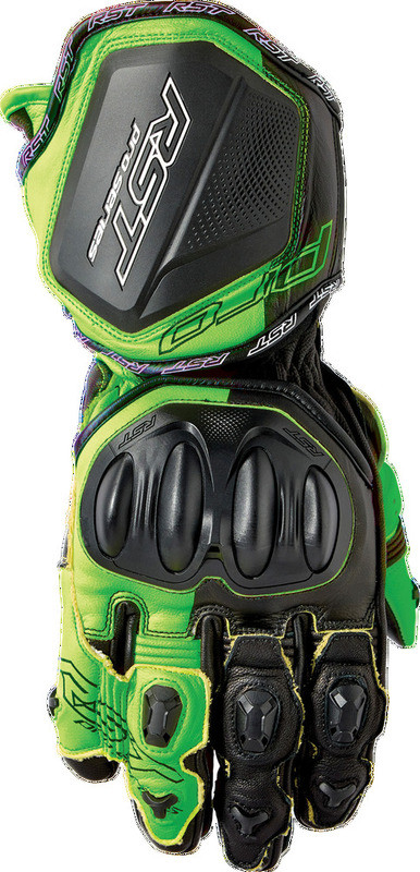 RST Pro Series GP D3O Black Flo Green Leather Gloves