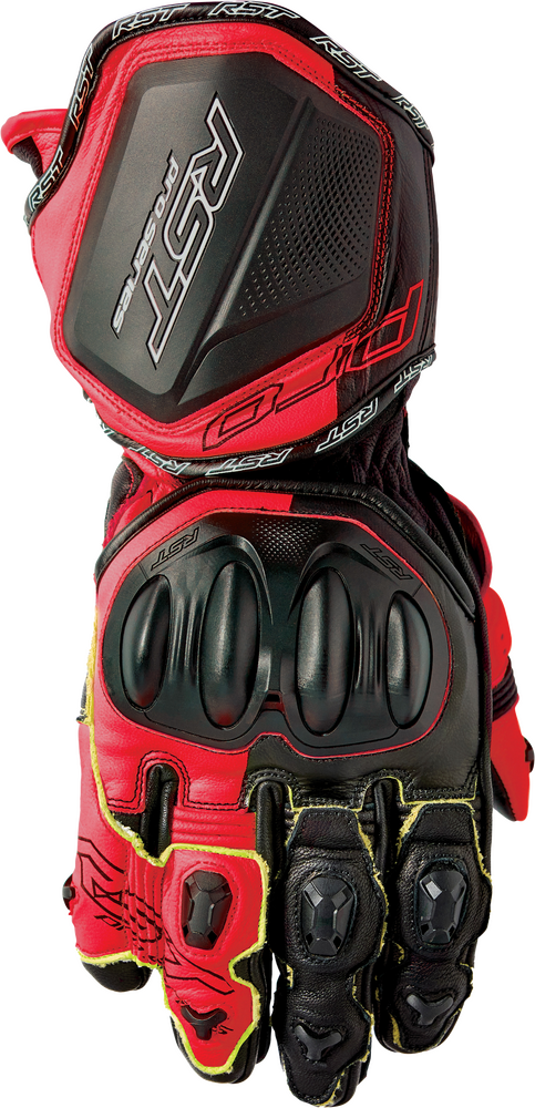 RST Pro Series GP D3O Black Flo Red Leather Gloves